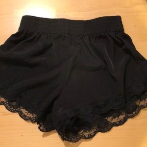 Black shorts with lace trim